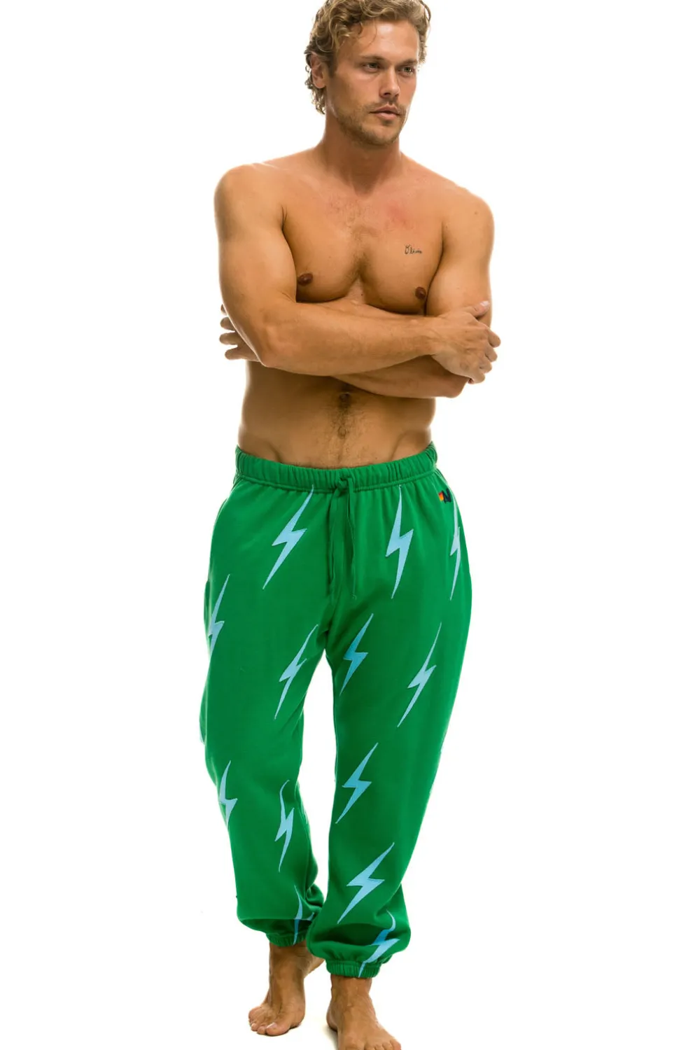 Sweatpants | Aviator Nation BOLT STITCH REPEAT SWEATPANTS - KELLY GREEN // BLUE KELLYGREEN//BLUE