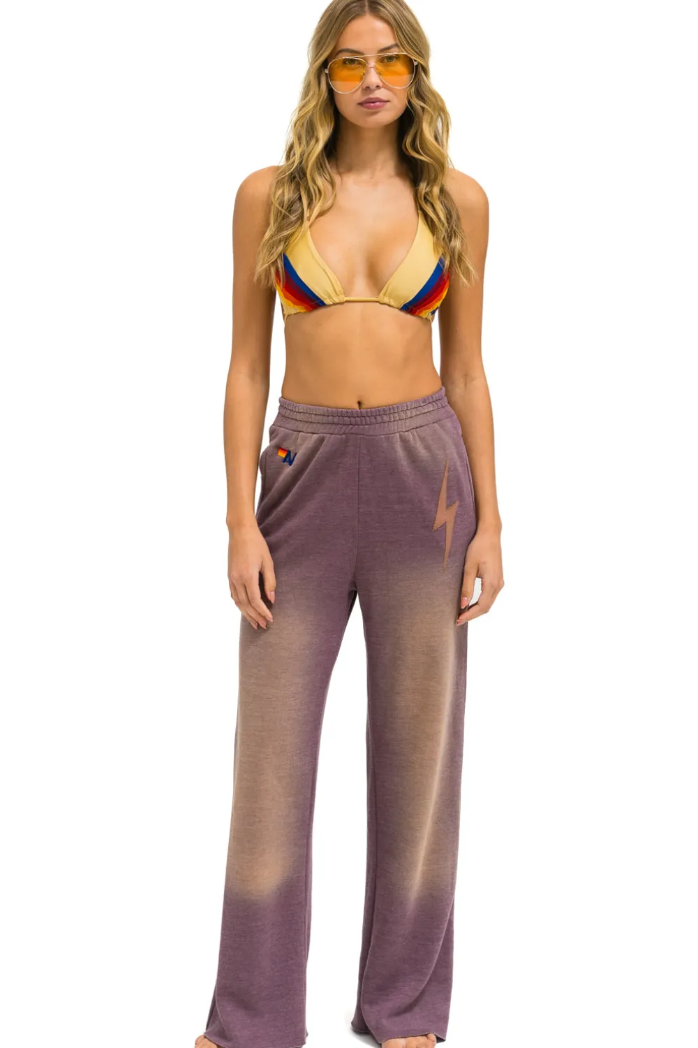 Sweatpants | Aviator Nation BOLT STITCH WIDE LEG POCKET SWEATPANTS - FADED MOCHA FADEDMOCHA
