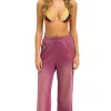Sweatpants | Aviator Nation BOLT STITCH WIDE LEG POCKET SWEATPANTS - FADED BERRY FADEDBERRY