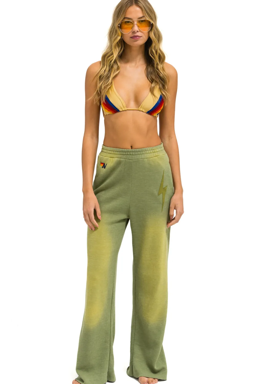 Sweatpants | Aviator Nation BOLT STITCH WIDE LEG POCKET SWEATPANTS - FADED ARMY FADEDARMY