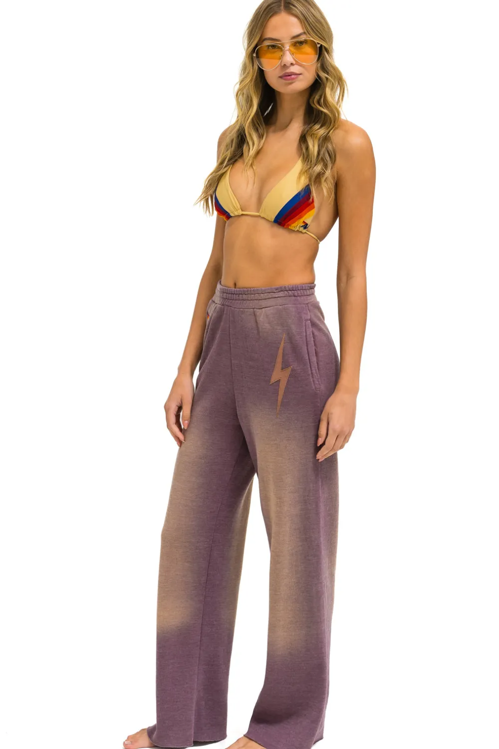 Sweatpants | Aviator Nation BOLT STITCH WIDE LEG POCKET SWEATPANTS - FADED MOCHA FADEDMOCHA