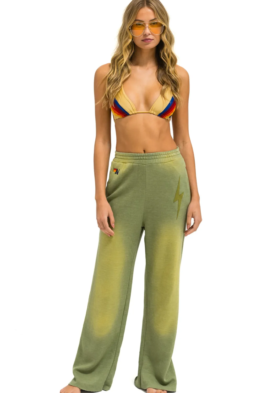 Sweatpants | Aviator Nation BOLT STITCH WIDE LEG POCKET SWEATPANTS - FADED ARMY FADEDARMY