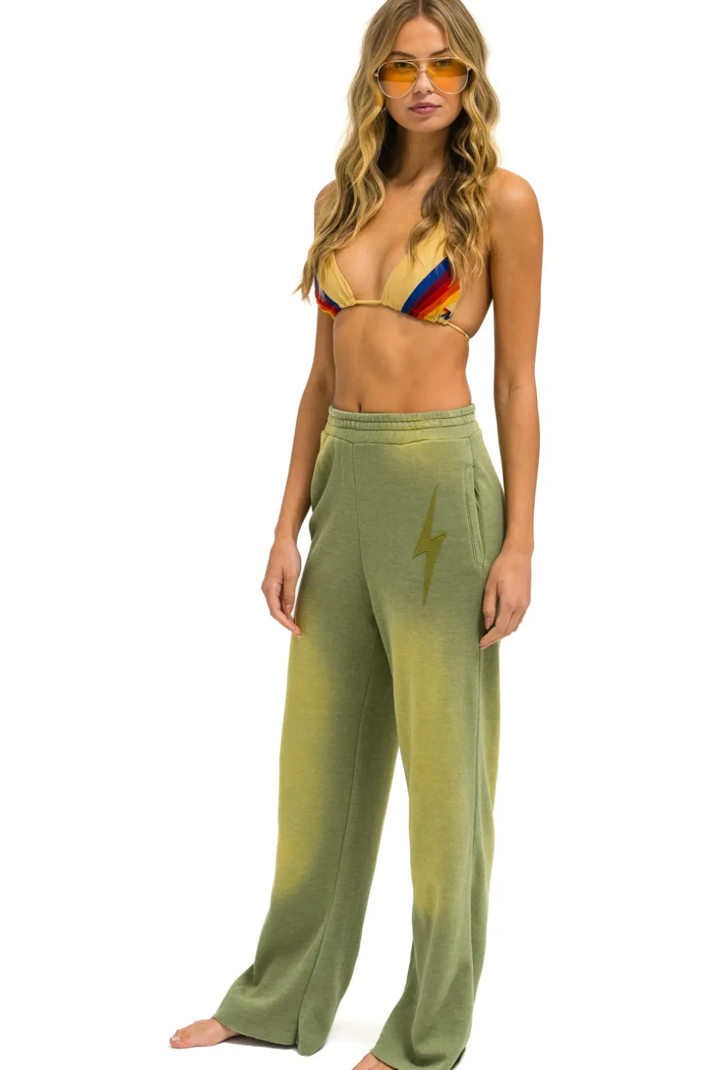Sweatpants | Aviator Nation BOLT STITCH WIDE LEG POCKET SWEATPANTS - FADED ARMY FADEDARMY
