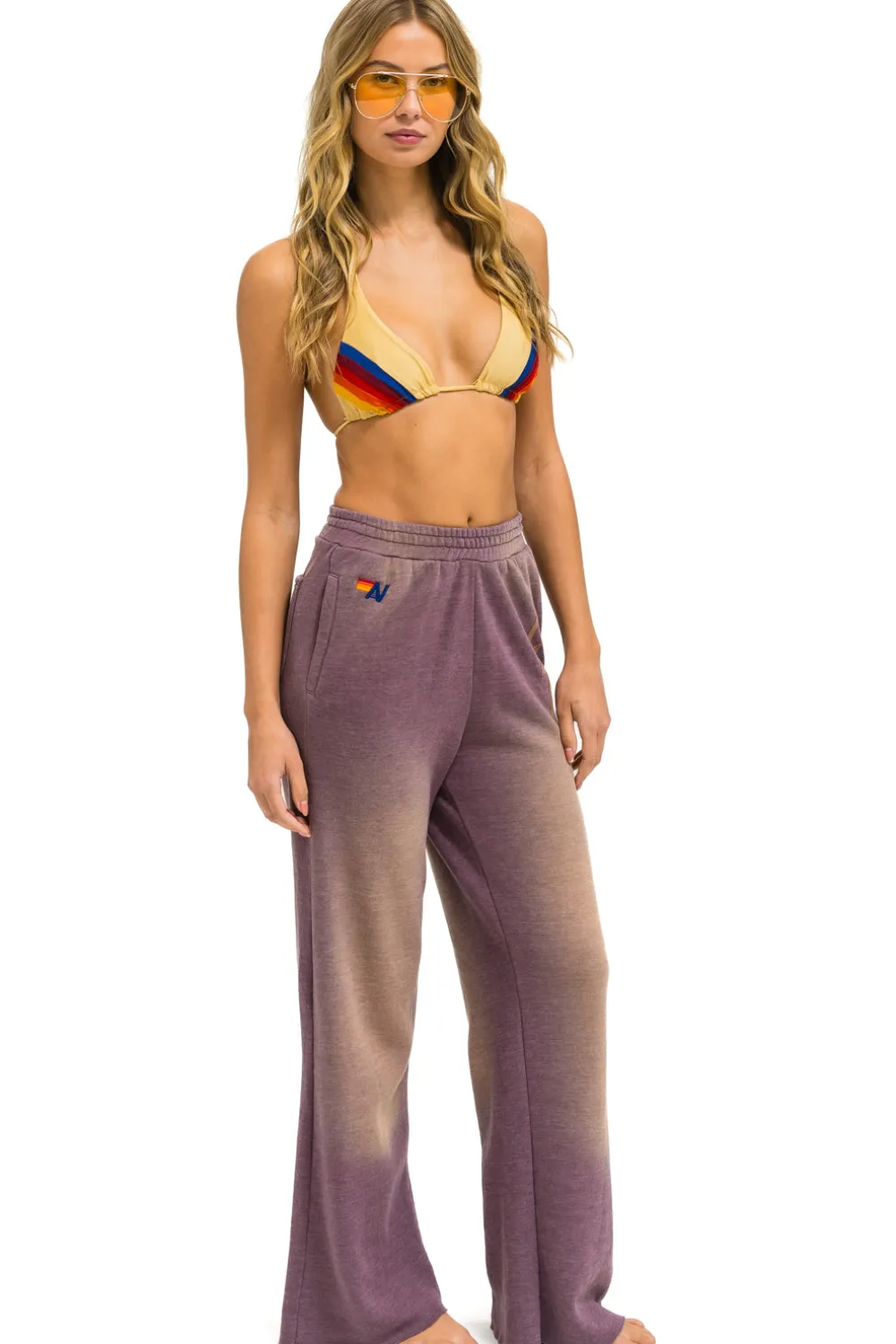 Sweatpants | Aviator Nation BOLT STITCH WIDE LEG POCKET SWEATPANTS - FADED MOCHA FADEDMOCHA