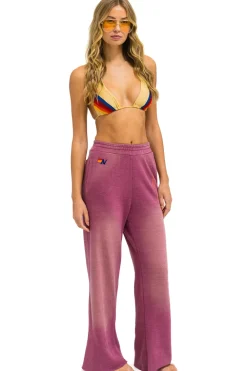 Sweatpants | Aviator Nation BOLT STITCH WIDE LEG POCKET SWEATPANTS - FADED BERRY FADEDBERRY
