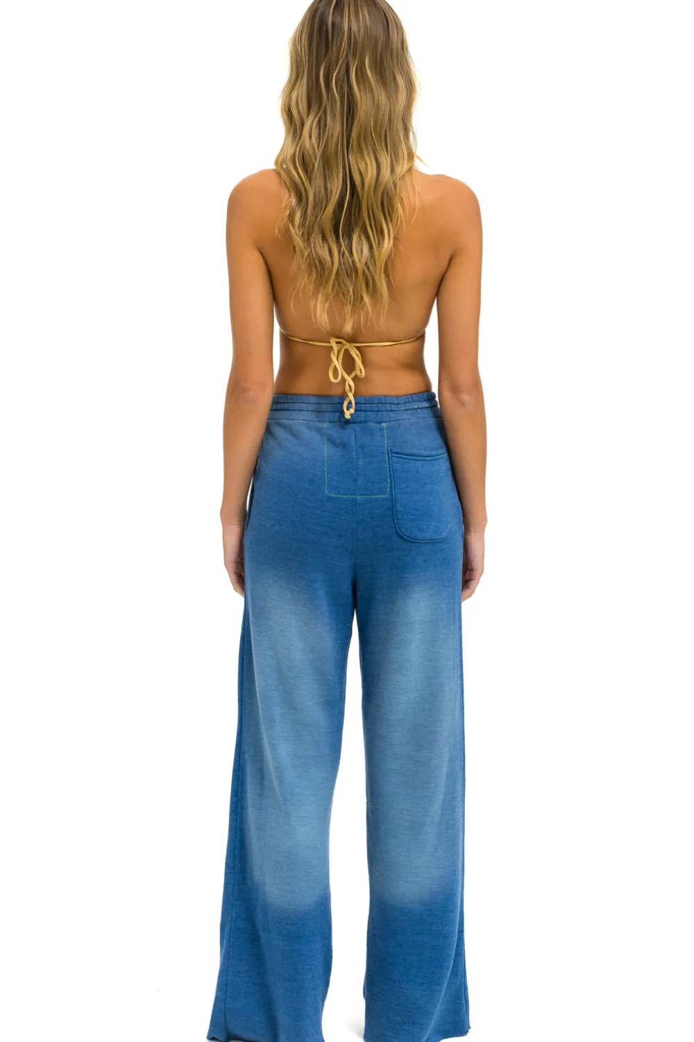 Sweatpants | Aviator Nation BOLT STITCH WIDE LEG POCKET SWEATPANTS - FADED WATER FADEDWATER
