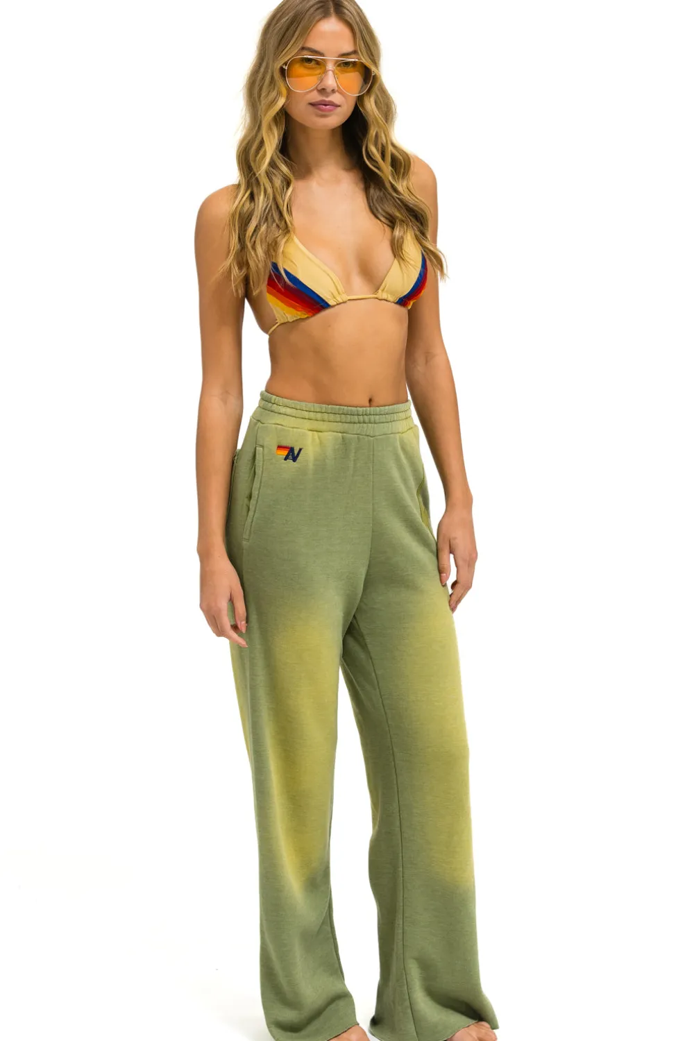 Sweatpants | Aviator Nation BOLT STITCH WIDE LEG POCKET SWEATPANTS - FADED ARMY FADEDARMY