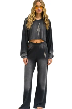 Sweatpants | Aviator Nation BOLT STITCH WIDE LEG POCKET SWEATPANTS - FADED SMOKE FADEDSMOKE