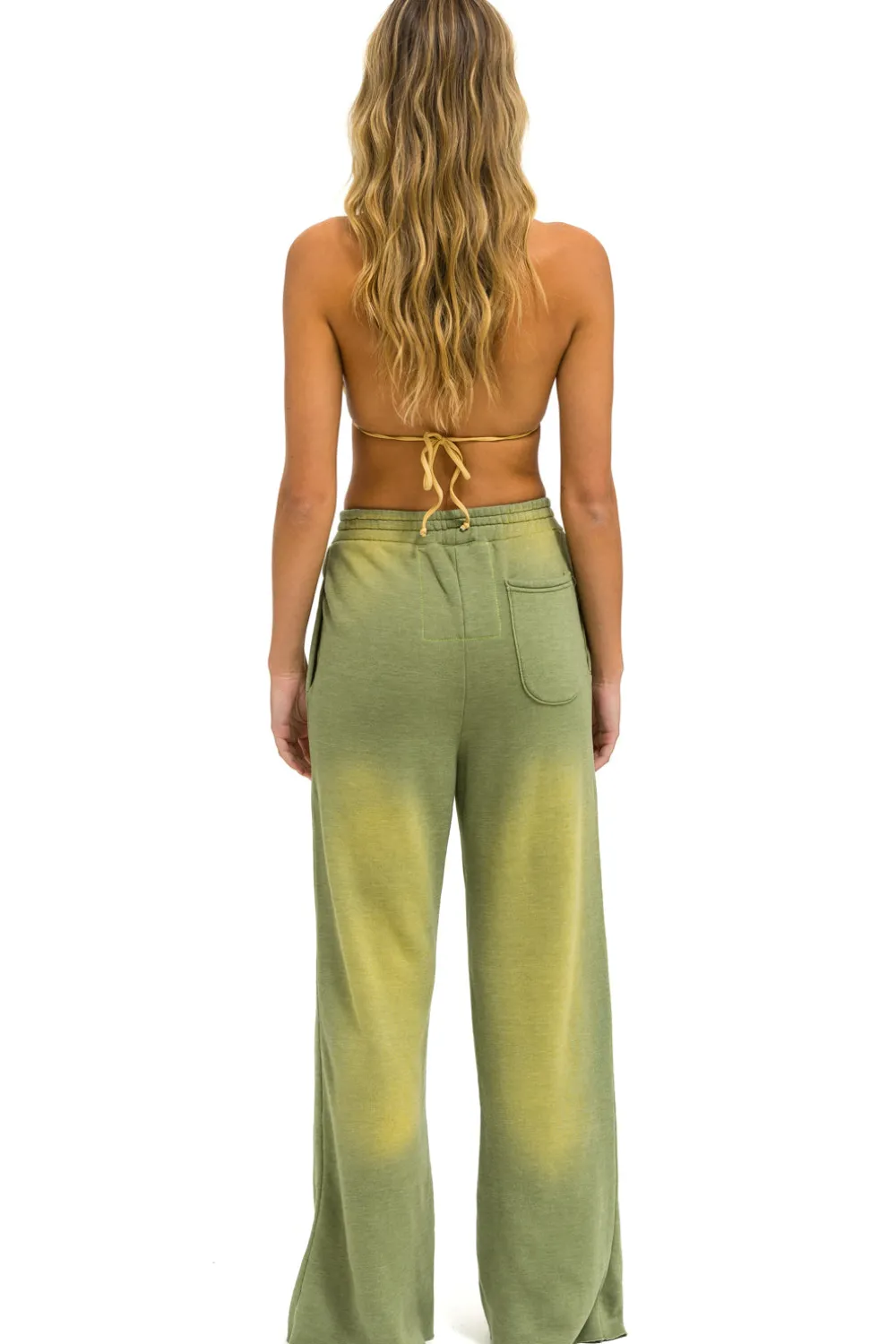 Sweatpants | Aviator Nation BOLT STITCH WIDE LEG POCKET SWEATPANTS - FADED ARMY FADEDARMY