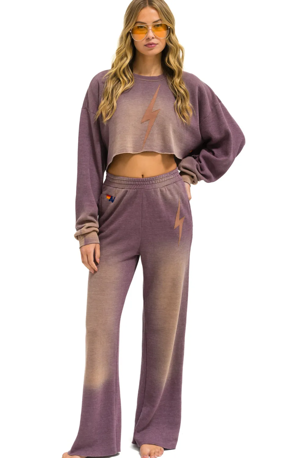 Sweatpants | Aviator Nation BOLT STITCH WIDE LEG POCKET SWEATPANTS - FADED MOCHA FADEDMOCHA