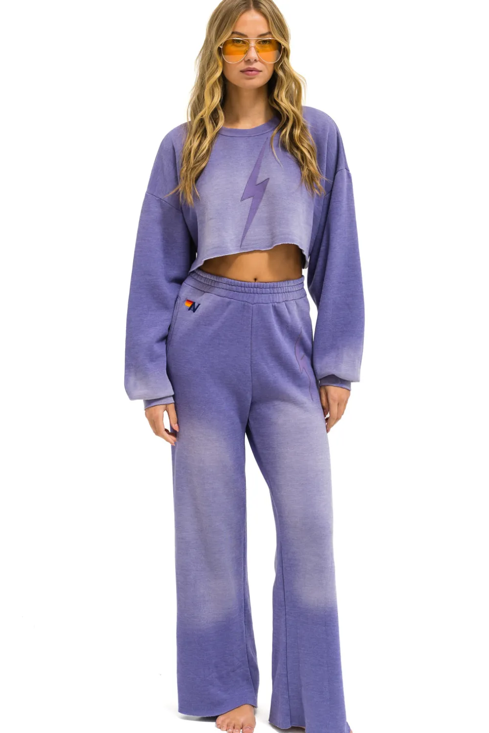 Sweatpants | Aviator Nation BOLT STITCH WIDE LEG POCKET SWEATPANTS - FADED GRAPE FADEDGRAPE