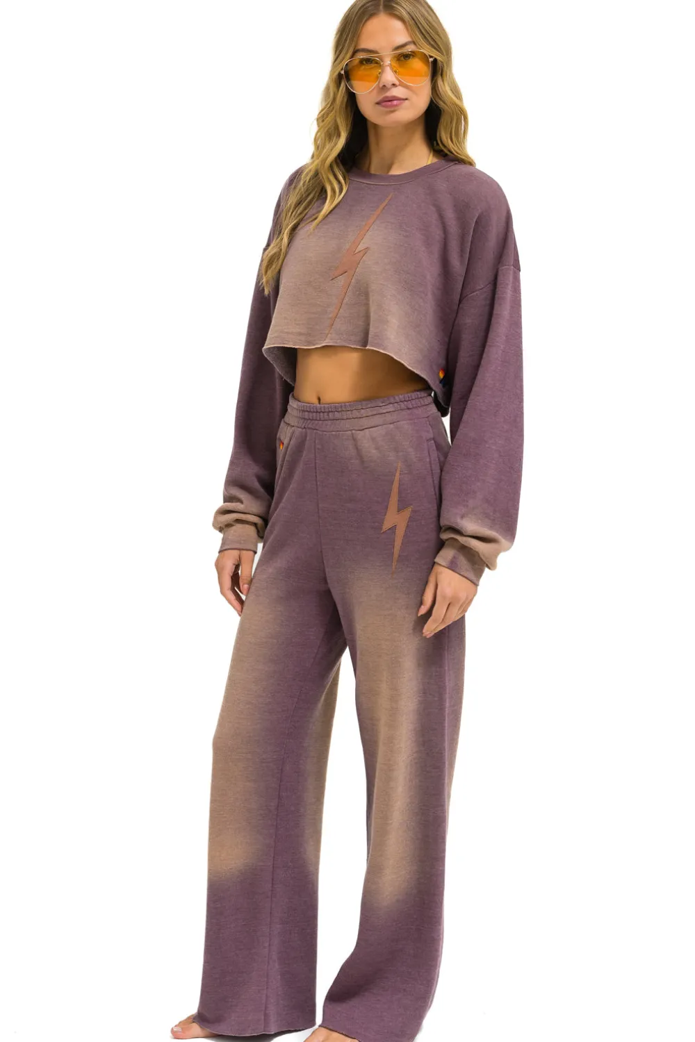 Sweatpants | Aviator Nation BOLT STITCH WIDE LEG POCKET SWEATPANTS - FADED MOCHA FADEDMOCHA