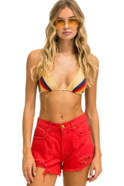 Denim | Denim | Aviator Nation BOLT STRIPE BOYFRIEND CUTOFF JEAN SHORTS - RED