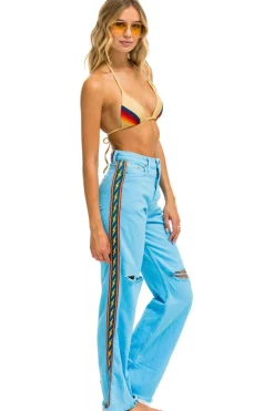 Denim | Denim | Aviator Nation BOLT STRIPE HI RISE WIDE-LEG GYPSY JEAN - SKY