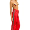 Denim | Denim | Aviator Nation BOLT STRIPE HI RISE WIDE-LEG GYPSY JEAN - RED