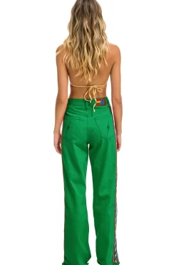 Denim | Denim | Aviator Nation BOLT STRIPE HI RISE WIDE-LEG GYPSY JEAN - KELLY GREEN KELLYGREEN