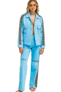 Denim | Denim | Aviator Nation BOLT STRIPE HI RISE WIDE-LEG GYPSY JEAN - SKY