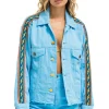 Denim | Denim | Aviator Nation BOLT STRIPE OVERSIZED CUTOFF DENIM JACKET - SKY