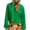 Hoodies | Aviator Nation BOLT STRIPE RELAXED CROPPED PULLOVER HOODIE - KELLY GREEN KELLYGREEN