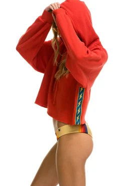 Hoodies | Aviator Nation BOLT STRIPE RELAXED CROPPED PULLOVER HOODIE - RED