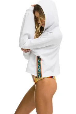 Hoodies | Aviator Nation BOLT STRIPE RELAXED CROPPED PULLOVER HOODIE - WHITE