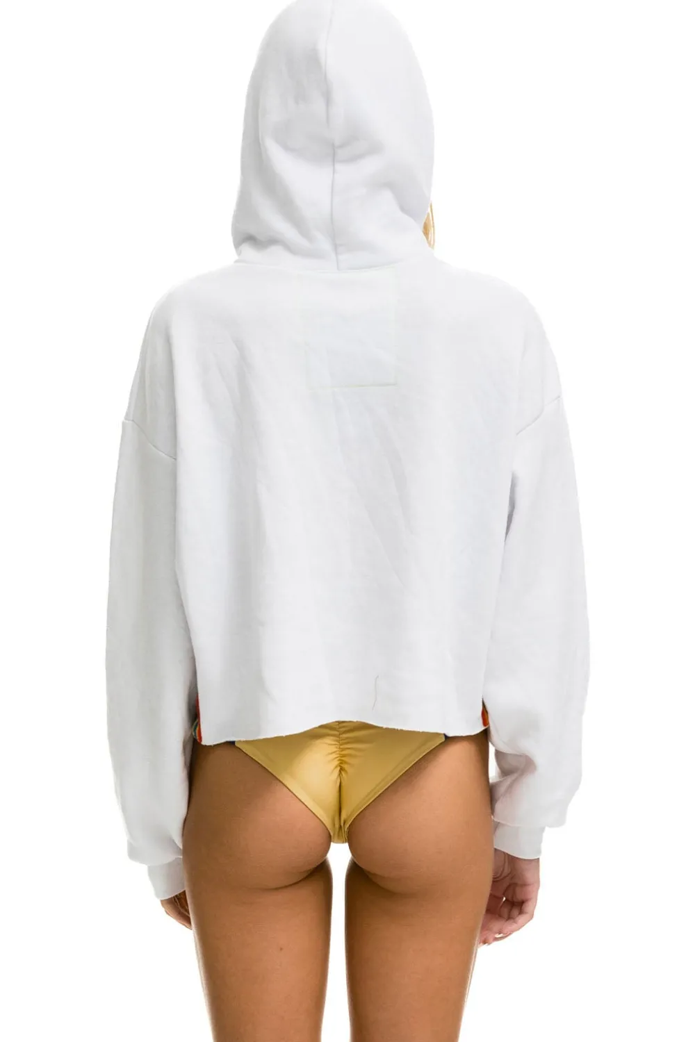 Hoodies | Aviator Nation BOLT STRIPE RELAXED CROPPED PULLOVER HOODIE - WHITE