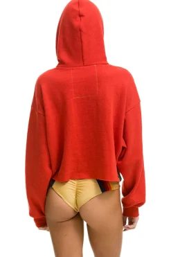 Hoodies | Aviator Nation BOLT STRIPE RELAXED CROPPED PULLOVER HOODIE - RED