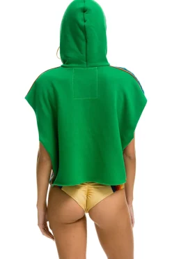 Hoodies | Aviator Nation BOLT STRIPE SLEEVELESS RELAXED CROPPED PULLOVER HOODIE - KELLY GREEN KELLYGREEN