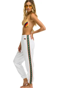 Sweatpants | Aviator Nation BOLT STRIPE SWEATPANTS - WHITE