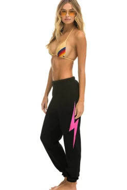 Sweatpants | Aviator Nation BOLT SWEATPANTS - BLACK // NEON PINK BLACK//NEONPINK