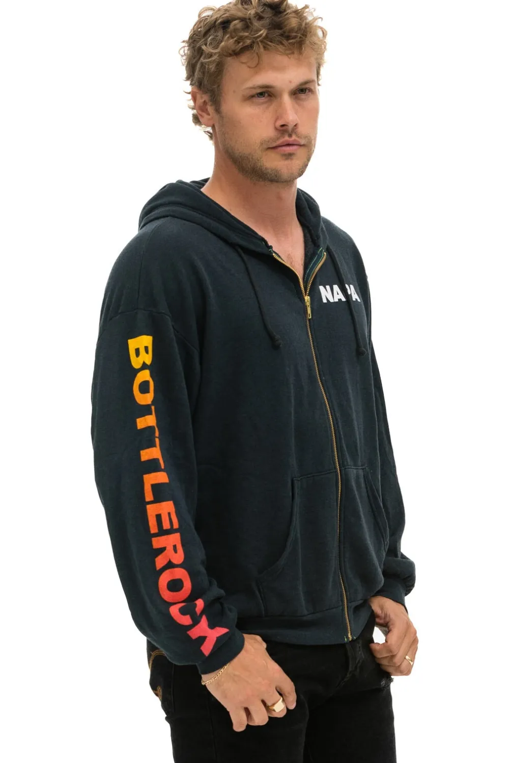 Hoodies | Collab Merchandise | Aviator Nation BOTTLEROCK 2024 RELAXED ZIP HOODIE - CHARCOAL