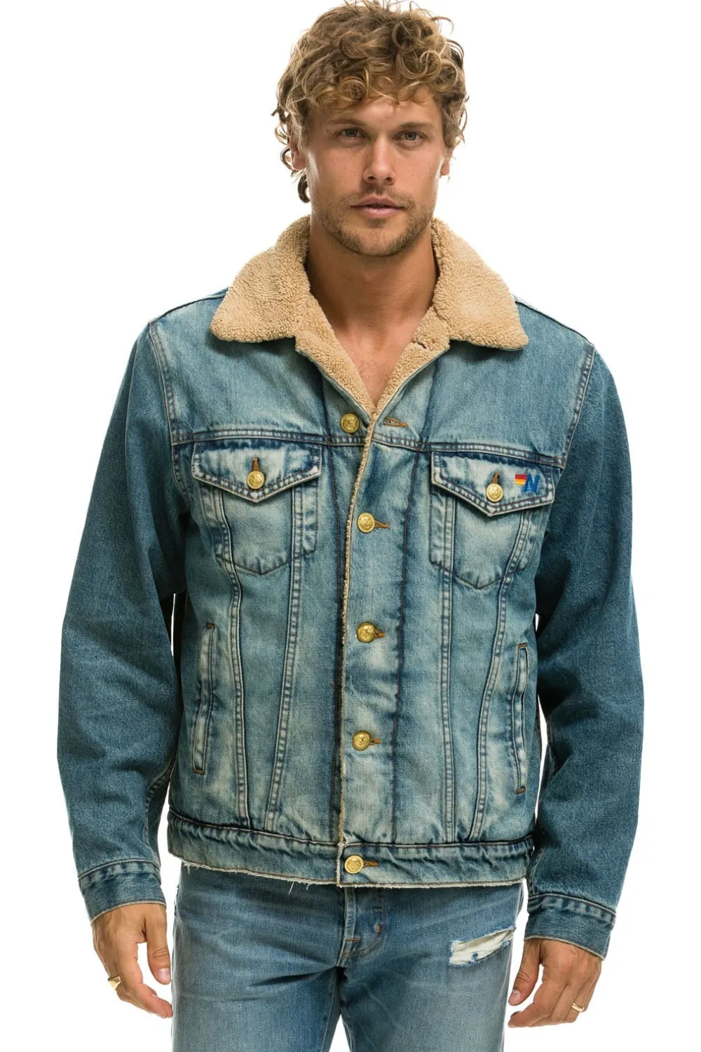 Denim | Denim | Aviator Nation CALI LOVER RANCH SHERPA DENIM JACKET - VINTAGE