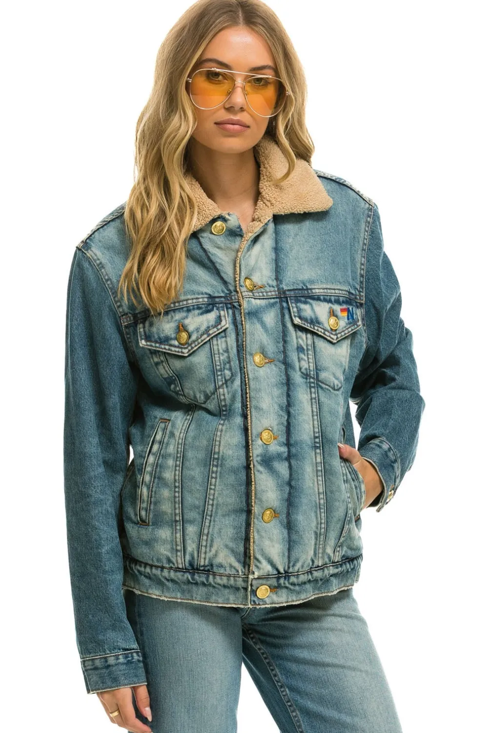 Denim | Denim | Aviator Nation CALI LOVER RANCH SHERPA DENIM JACKET - VINTAGE