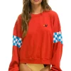 Sweatshirts | Sweatshirts | Aviator Nation CHECK 2 SLEEVE RELAXED CREW SWEATSHIRT - RED // WHITE // BLUE RED//WHITE//BLUE