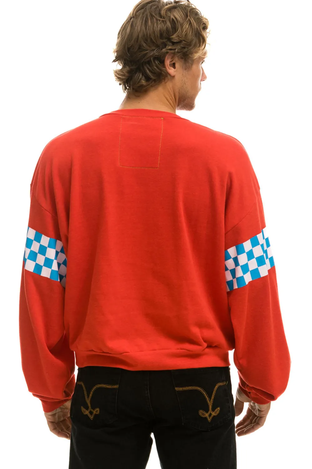 Sweatshirts | Sweatshirts | Aviator Nation CHECK 2 SLEEVE RELAXED CREW SWEATSHIRT - RED // WHITE // BLUE RED//WHITE//BLUE