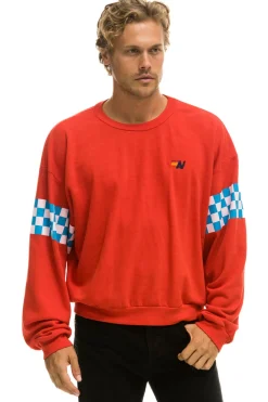 Sweatshirts | Sweatshirts | Aviator Nation CHECK 2 SLEEVE RELAXED CREW SWEATSHIRT - RED // WHITE // BLUE RED//WHITE//BLUE