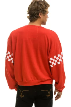 Sweatshirts | Sweatshirts | Aviator Nation CHECK 2 SLEEVE RELAXED CREW SWEATSHIRT - RED // WHITE RED//WHITE