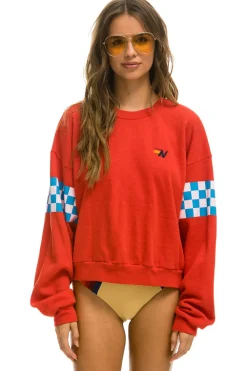 Sweatshirts | Sweatshirts | Aviator Nation CHECK 2 SLEEVE RELAXED CREW SWEATSHIRT - RED // WHITE // BLUE RED//WHITE//BLUE