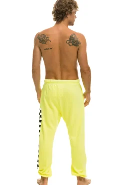 Sweatpants | Aviator Nation CHECK LEG SWEATPANTS - NEON YELLOW NEONYELLOW
