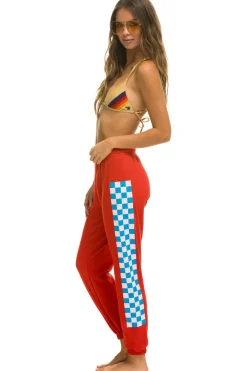 Sweatpants | Aviator Nation CHECK LEG SWEATPANTS - RED // WHITE // BLUE RED//WHITE//BLUE
