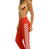 Sweatpants | Aviator Nation CHECK LEG SWEATPANTS - RED // WHITE RED//WHITE
