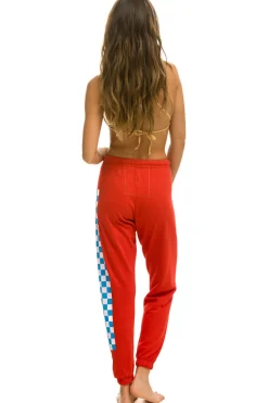 Sweatpants | Aviator Nation CHECK LEG SWEATPANTS - RED // WHITE // BLUE RED//WHITE//BLUE