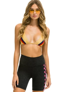 Activewear | Activewear | Aviator Nation CHECKER STRIPE 6 INCH HI-RISE BIKER SHORT - CHARCOAL