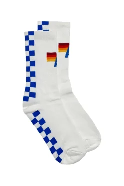 Socks | Socks | Aviator Nation CHECKERED SOCK - WHITE // OCEAN WHITE//OCEAN