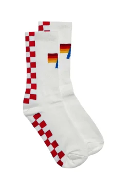 Socks | Socks | Aviator Nation CHECKERED SOCK - WHITE // RED WHITE//RED