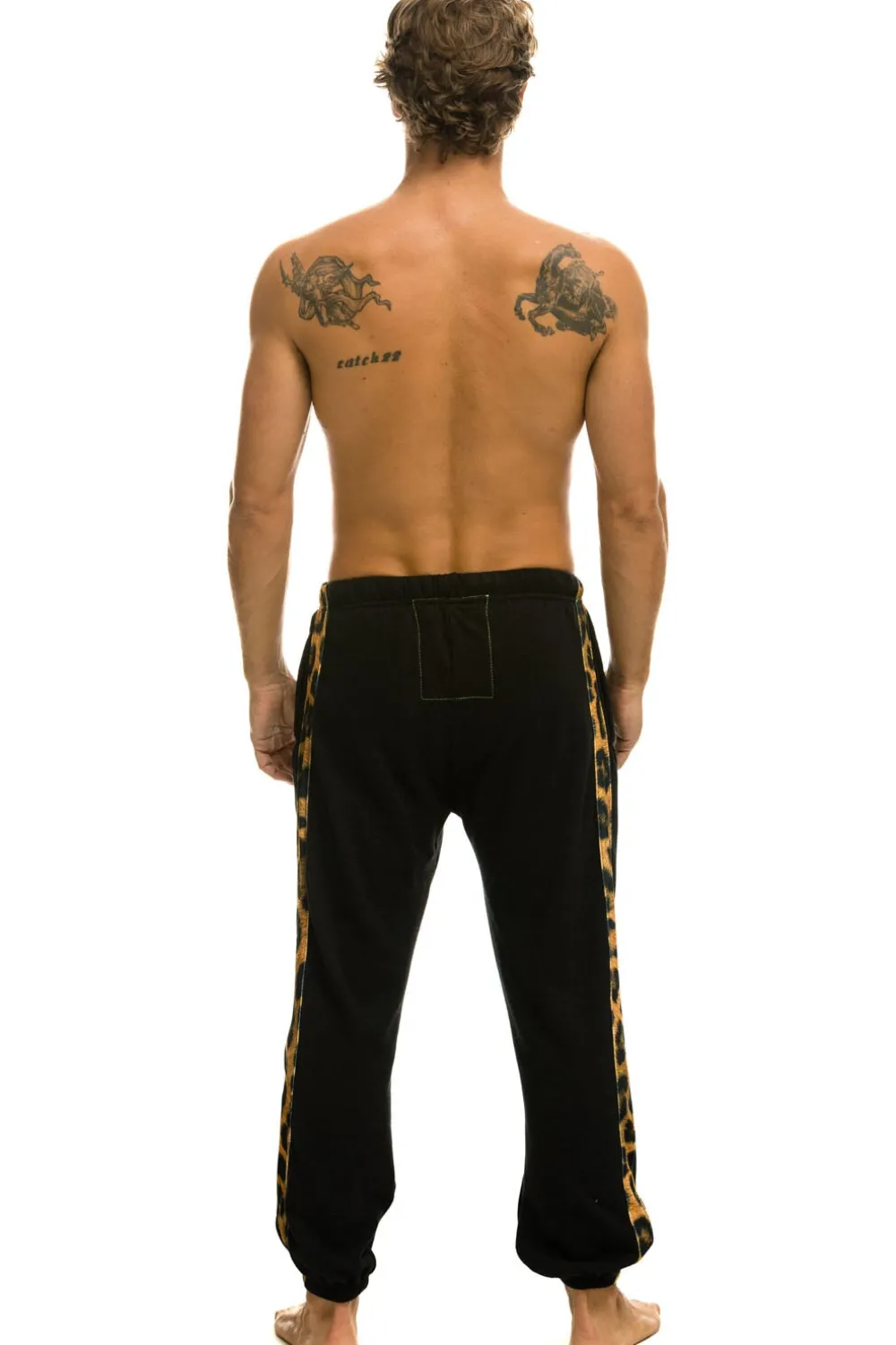 Sweatpants | Aviator Nation CHEETAH STRIPE SWEATPANTS - BLACK // CHEETAH BLACK//CHEETAH
