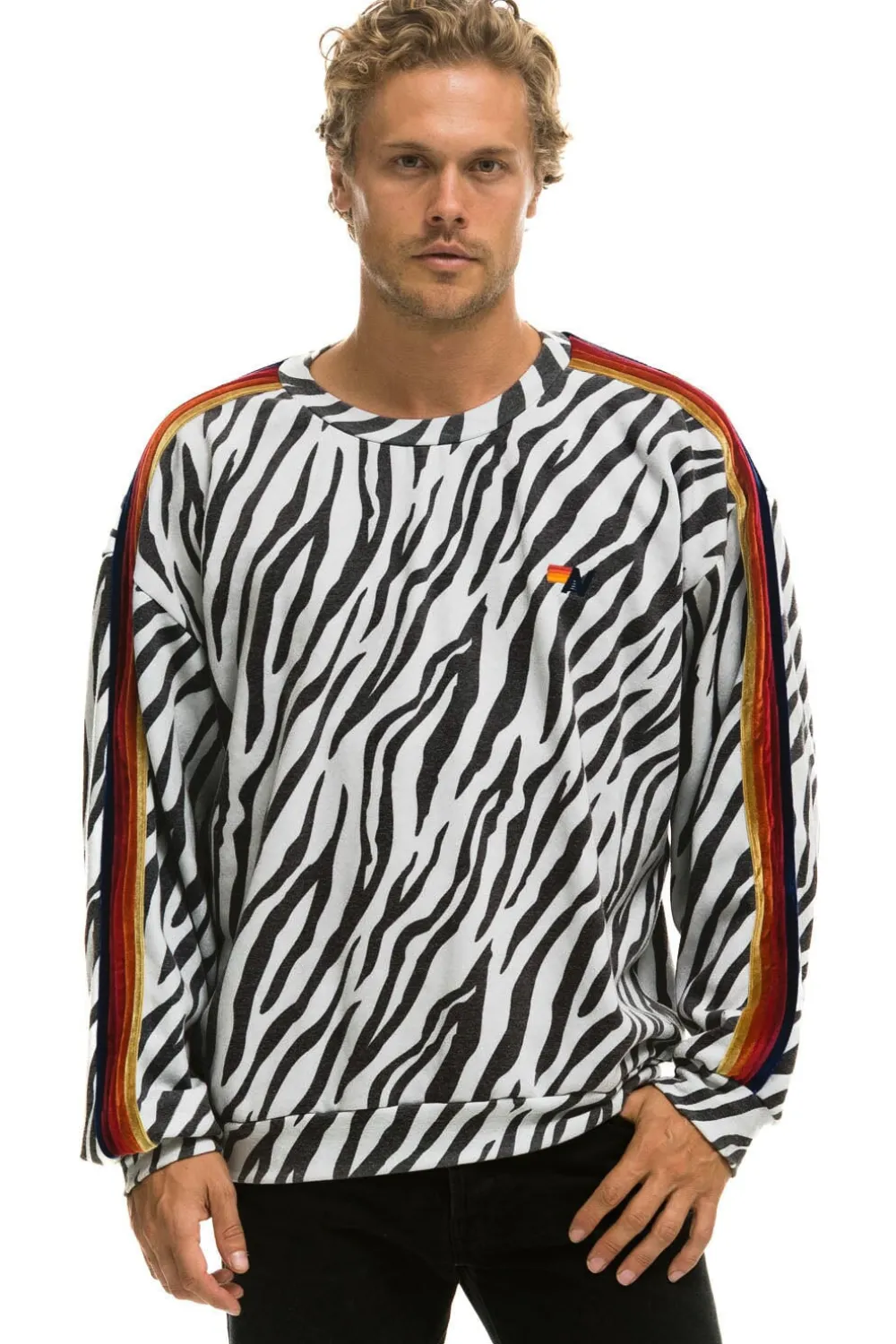 Sweatshirts | Sweatshirts | Aviator Nation CLASSIC RELAXED FIT CREW SWEATSHIRT - ZEBRA