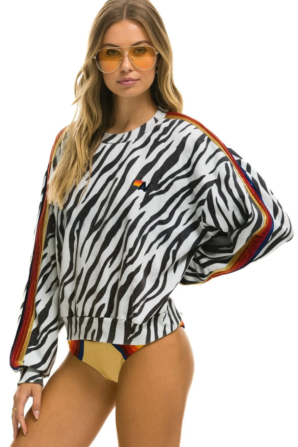 Sweatshirts | Sweatshirts | Aviator Nation CLASSIC RELAXED FIT CREW SWEATSHIRT - ZEBRA