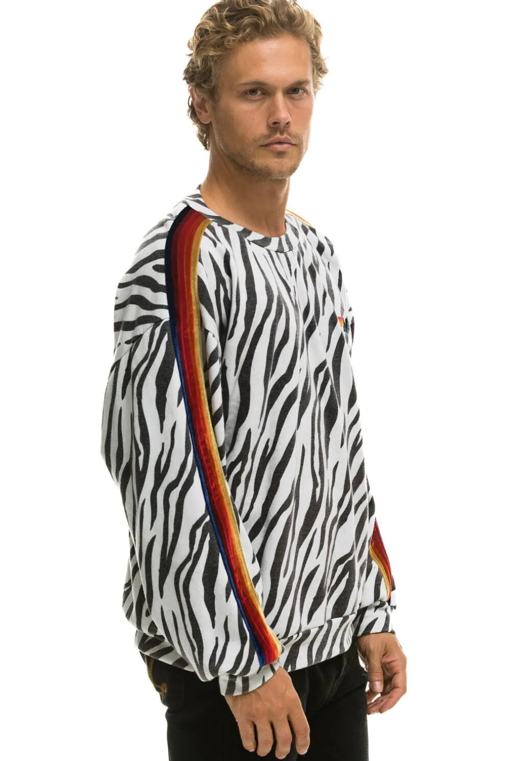 Sweatshirts | Sweatshirts | Aviator Nation CLASSIC RELAXED FIT CREW SWEATSHIRT - ZEBRA