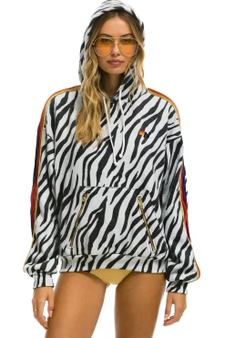 Hoodies | Hoodies | Aviator Nation CLASSIC RELAXED PULLOVER HOODIE WITH ZIPPER POCKETS - ZEBRA